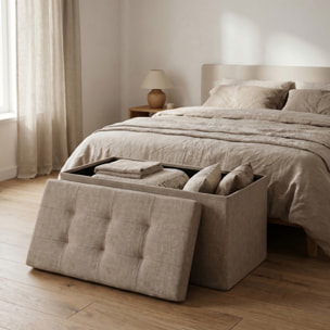 Pouf contenitore pieghevole 76x34x34 cm, panca con vano portaoggetti capiente, seduta imbottita resistente fino a 150 kg, design effetto lino elegante, salvaspazio ideale per soggiorno camera ingresso e cameretta
