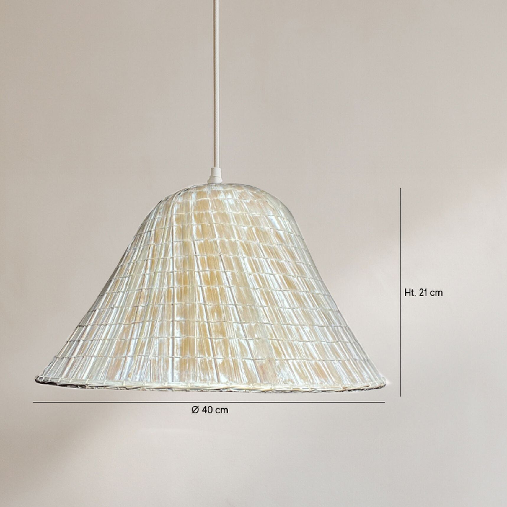 Suspension en feuilles de palmier blanche 40cm MAA