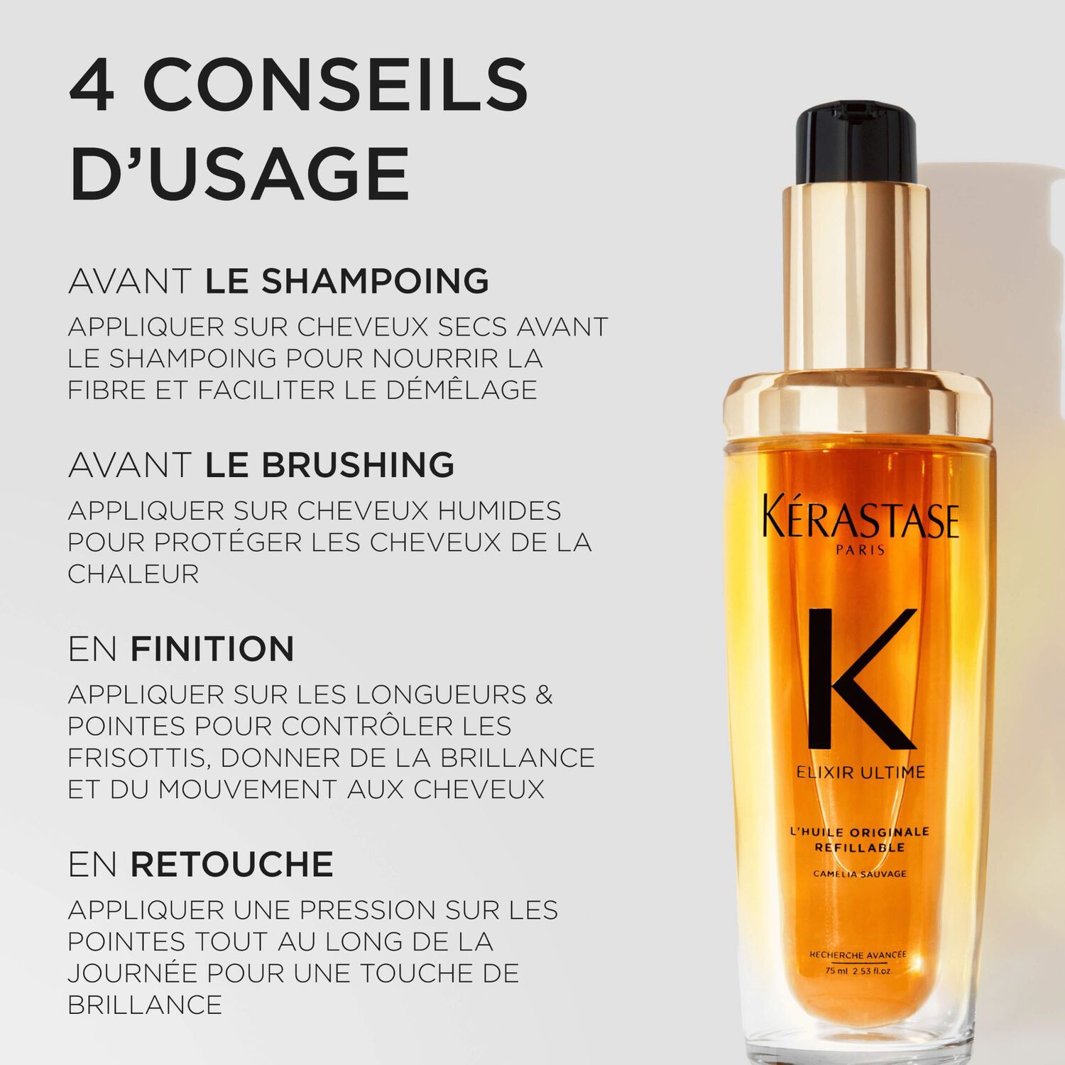 Elixir Ultime - L'Huile Originale sublimatrice rechargeable pour tous types de cheveux