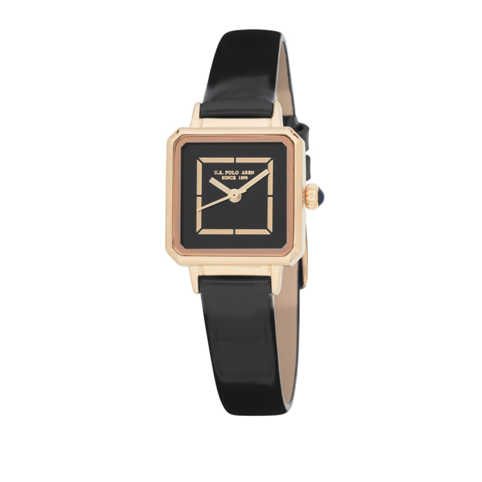 Orologio U.S. Polo Assn. in pelle nera