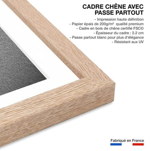 Affiche enfant faire part  Affiche + cadre en bois - Chêne