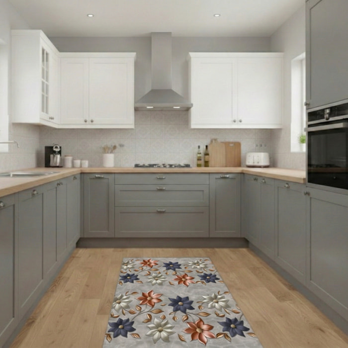 CASSESE HOME Passatoia/Tappeto Bordato in Poliestere con Retro Antiscivolo in PVC Made in Italy_Dec.1473