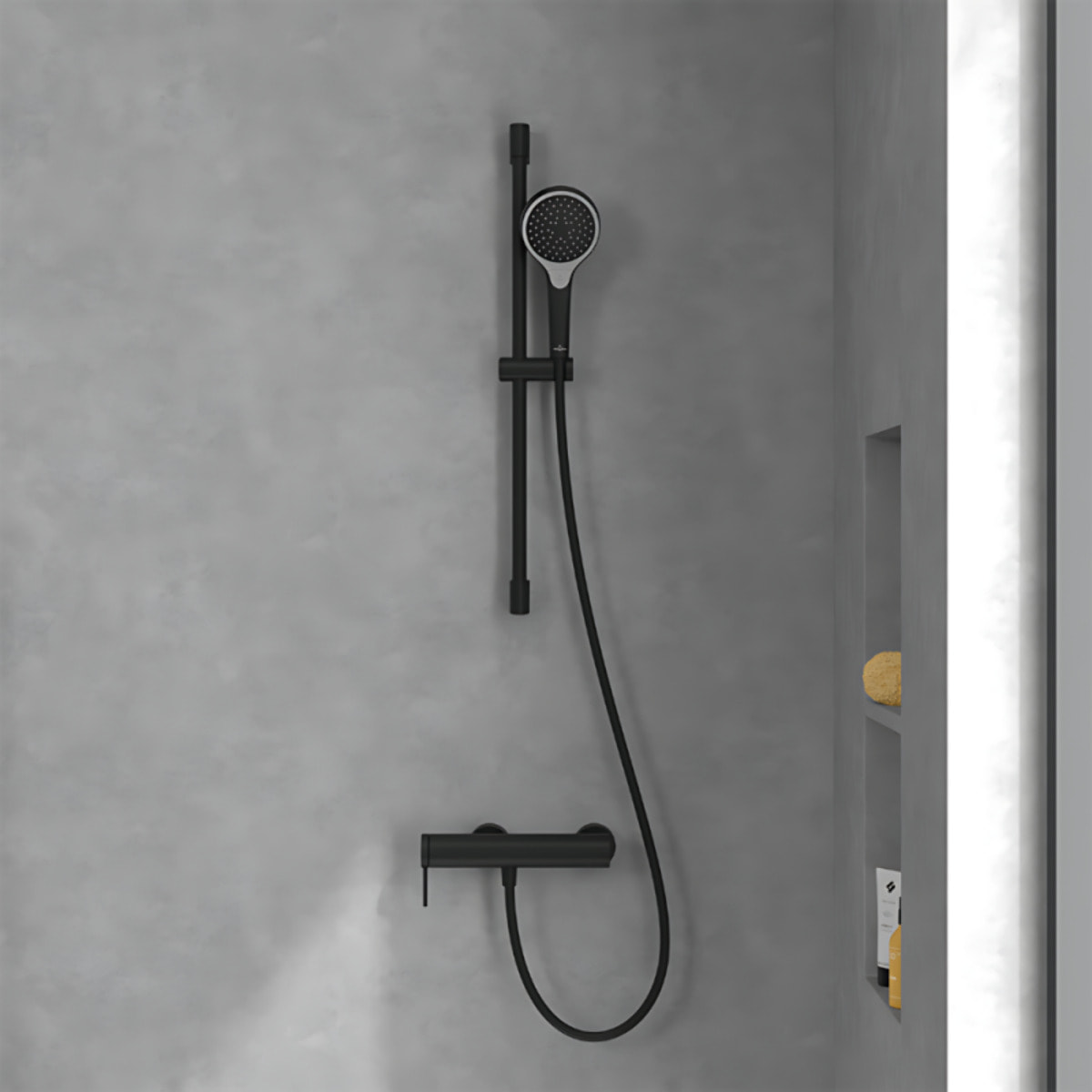 Mitigeur mécanique douche Loop & Friends+ Ensemble de doucheVerve Showers 3 jets Noir mat