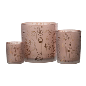 J-Line photophore Happy Faces Verre - terracotta - large