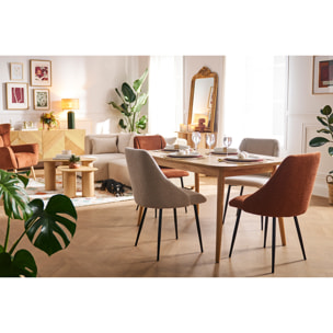 Chaises en tissu effet velours texturé terre brûlée et métal noir (lot de 2) HIGGINS