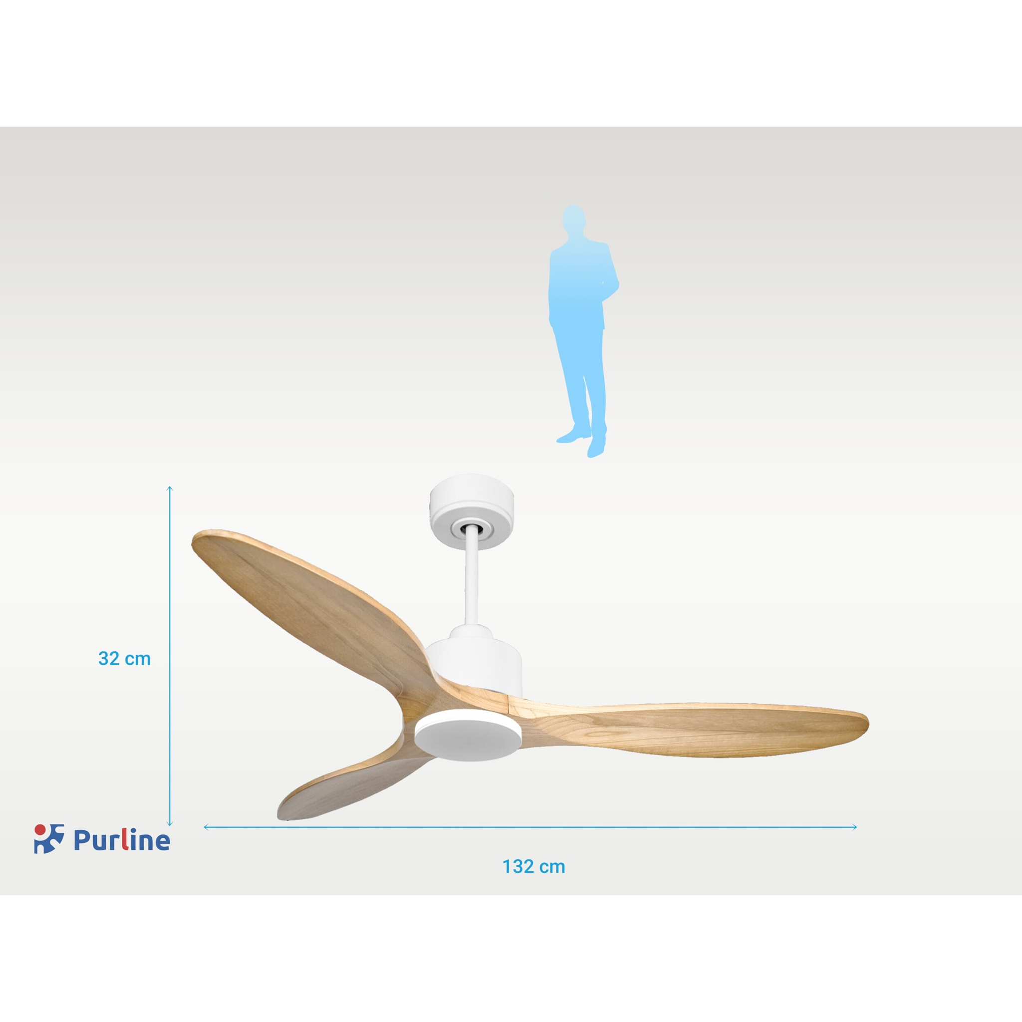 Ventilador de techo Reversible Termostato Wifi Motor DC Techos Inclinados Mando a Distancia Hypersilence Memoria SalamisD132C0364879 PURLINE