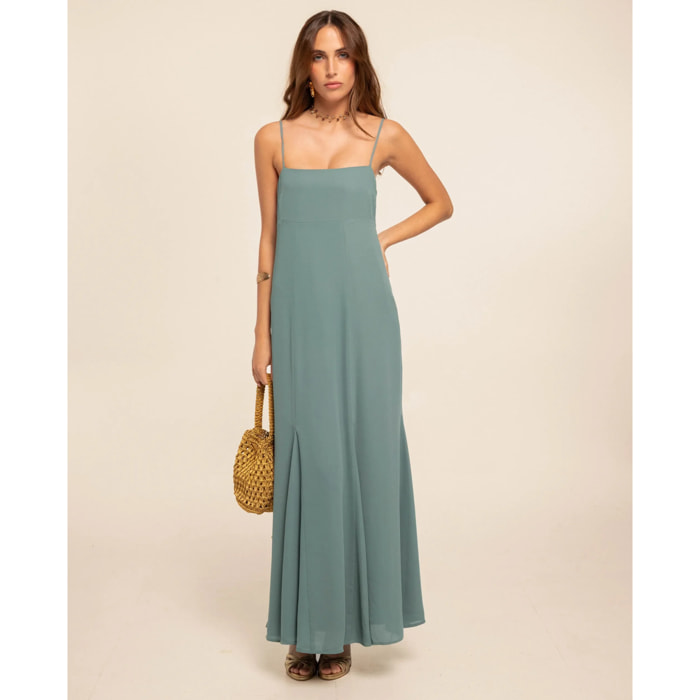 Vestido largo corte imperio con godets