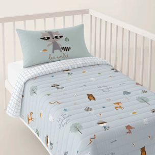 Colcha Bouti Estampada - Reversible - Infantil - 100% Algodón - Cuna - Aventura Bosque