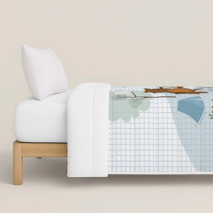 Edredón Nórdico Estampado - Infantil - 100% Algodón - 200 gr/m² con Tacto Pluma - Aventura Bosque