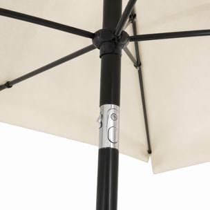 Ombrellone Rettangolare Da Giardino Parasole Balcone Inclinazione Regolabile Anti UV Impermeabile Per Mare Spiaggia Piscina Terrazzo 198x125 Cm Bianco