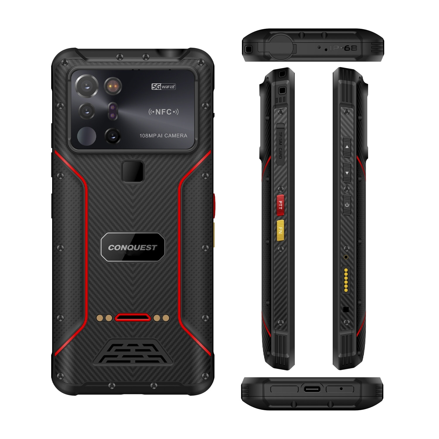 DAM Smartphone  PROFESSIONAL RUGGED S23 5G, Android 12, 12GB RAM + 256GB. Schermo 6,58''. Telecamera AI da 108 MP, visione notturna da 20 MP. Grado militare IP68/IPK69 MIL-STD-810H. Funzioni professionali. 8x1,8x17,2 cm. Colore nero