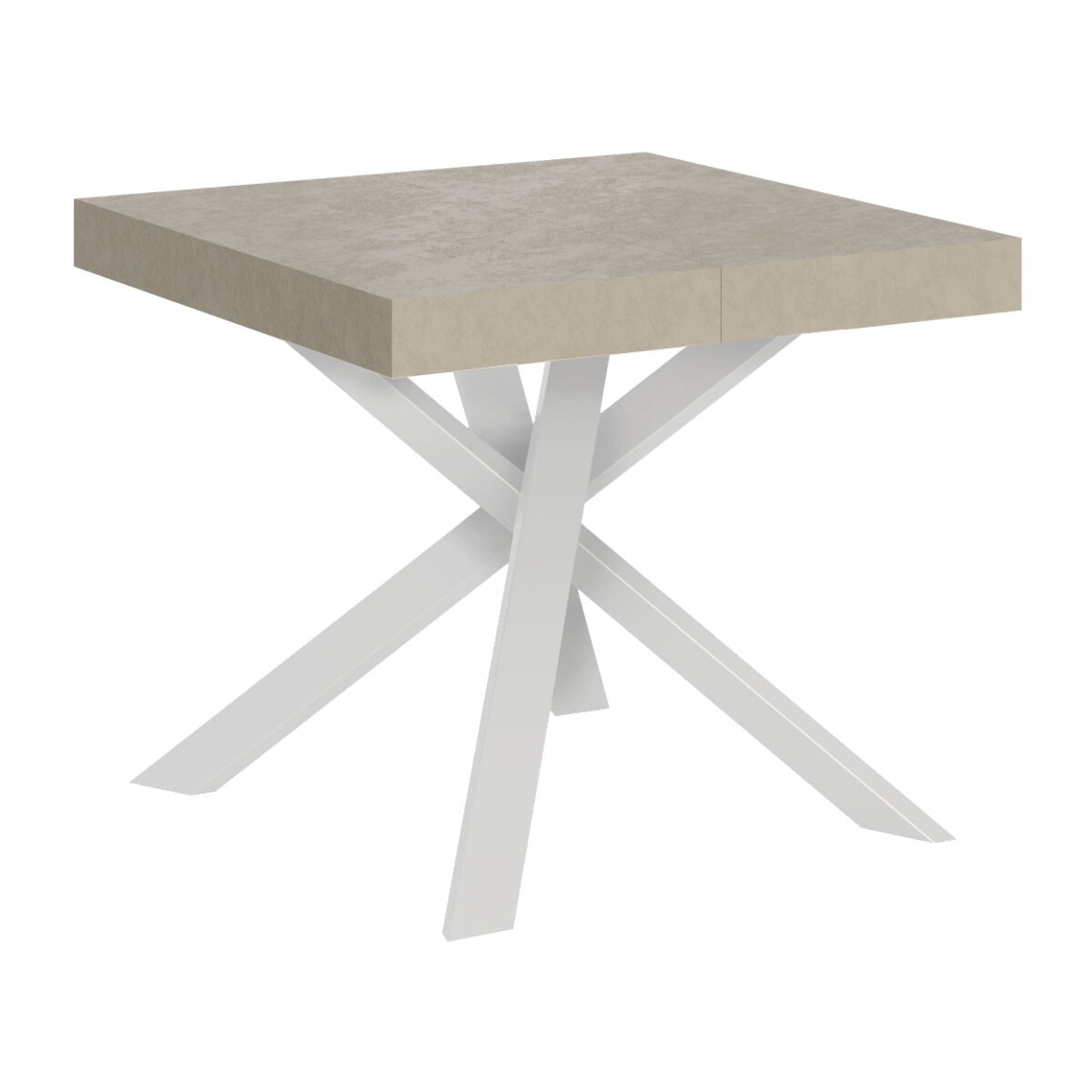 Mesa extensible 90x90/194 cm Clerk tapa cachemira patas Blancas