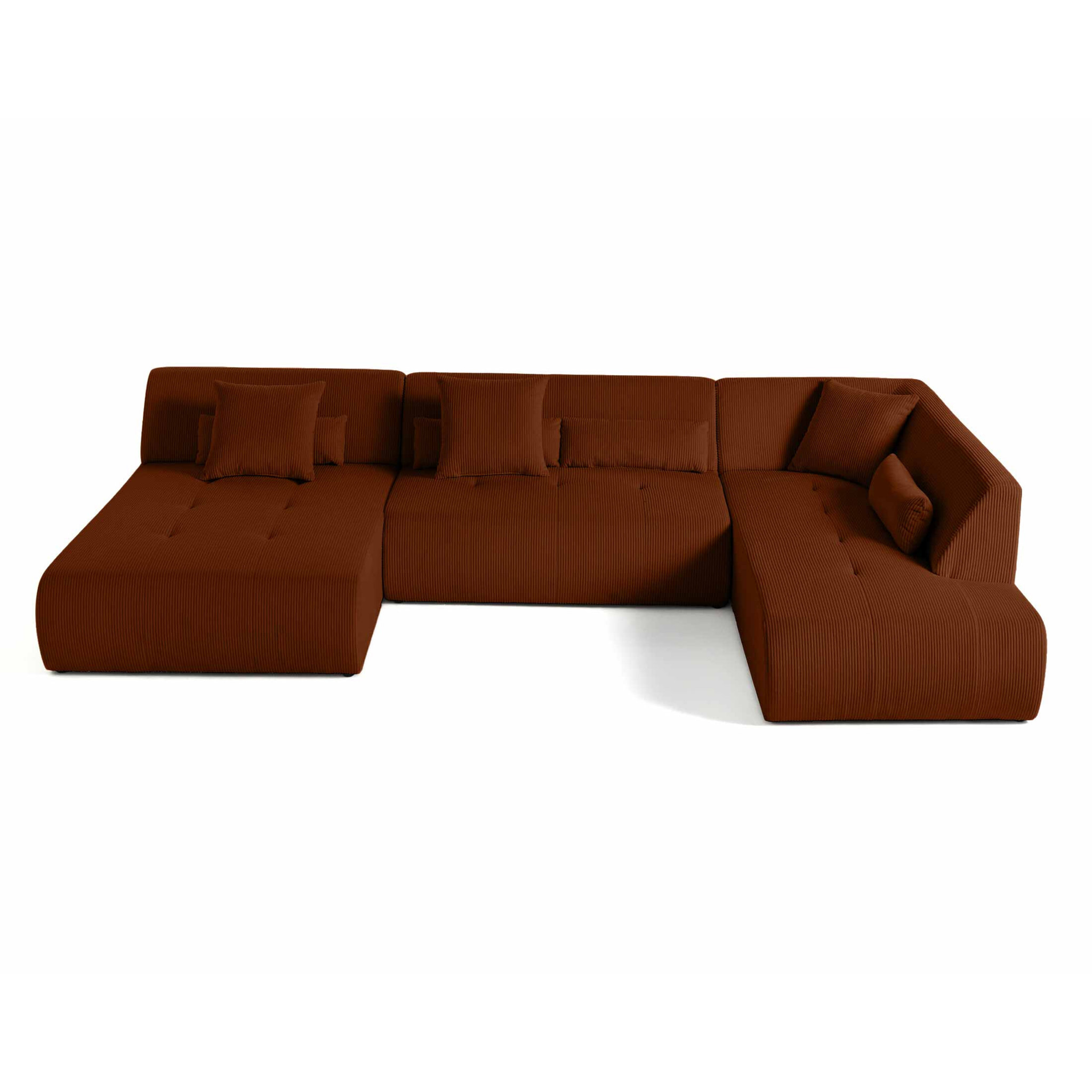 Onyx - canapé panoramique modulable d'angle droit 7 places - en velours côtelé - Terracotta