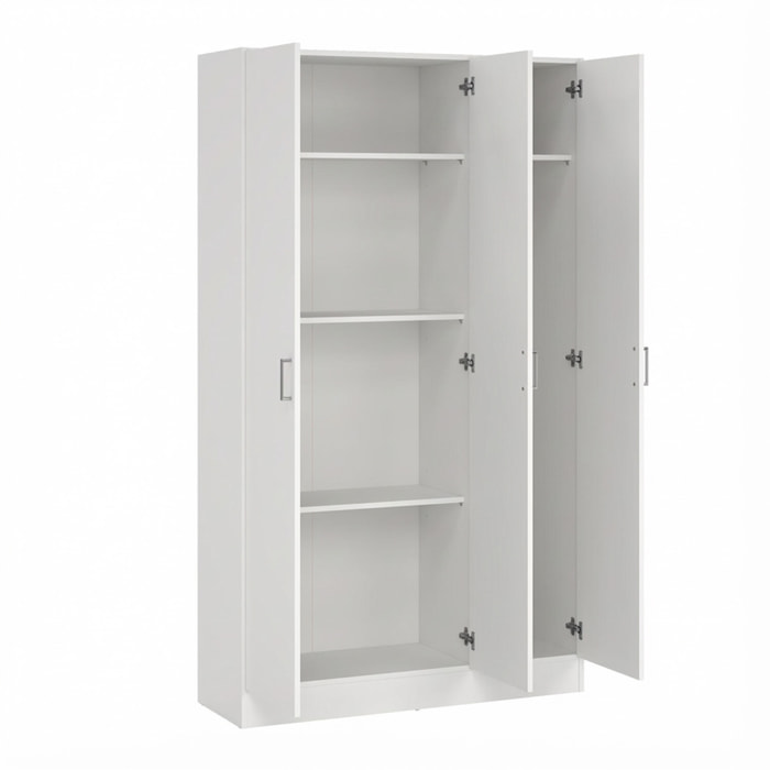 Armadio Multiuso Con 3 Ante Battenti E Ripiani Interni Design Moderno Salvaspazio Armadietto Mobile Camera Da Letto 140.25 x 36 x 180.9 cm Bianco
