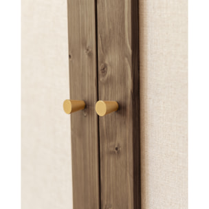 Armoire en bois de sapin et toile de lin ton noyer 180x80cm Hauteur: 180 Longueur: 80 Largeur: 40