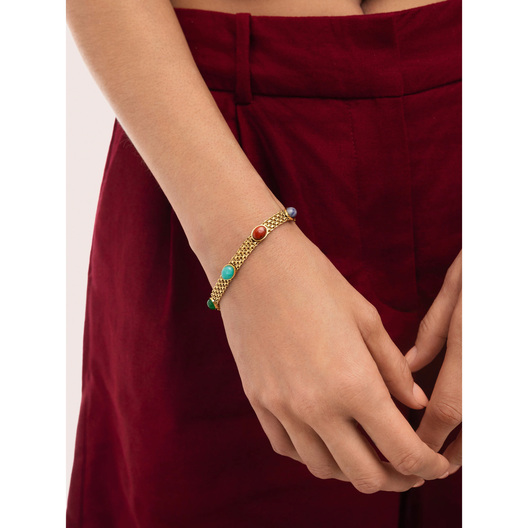 Bracciale Tape Stones Acciao Placcato Oro