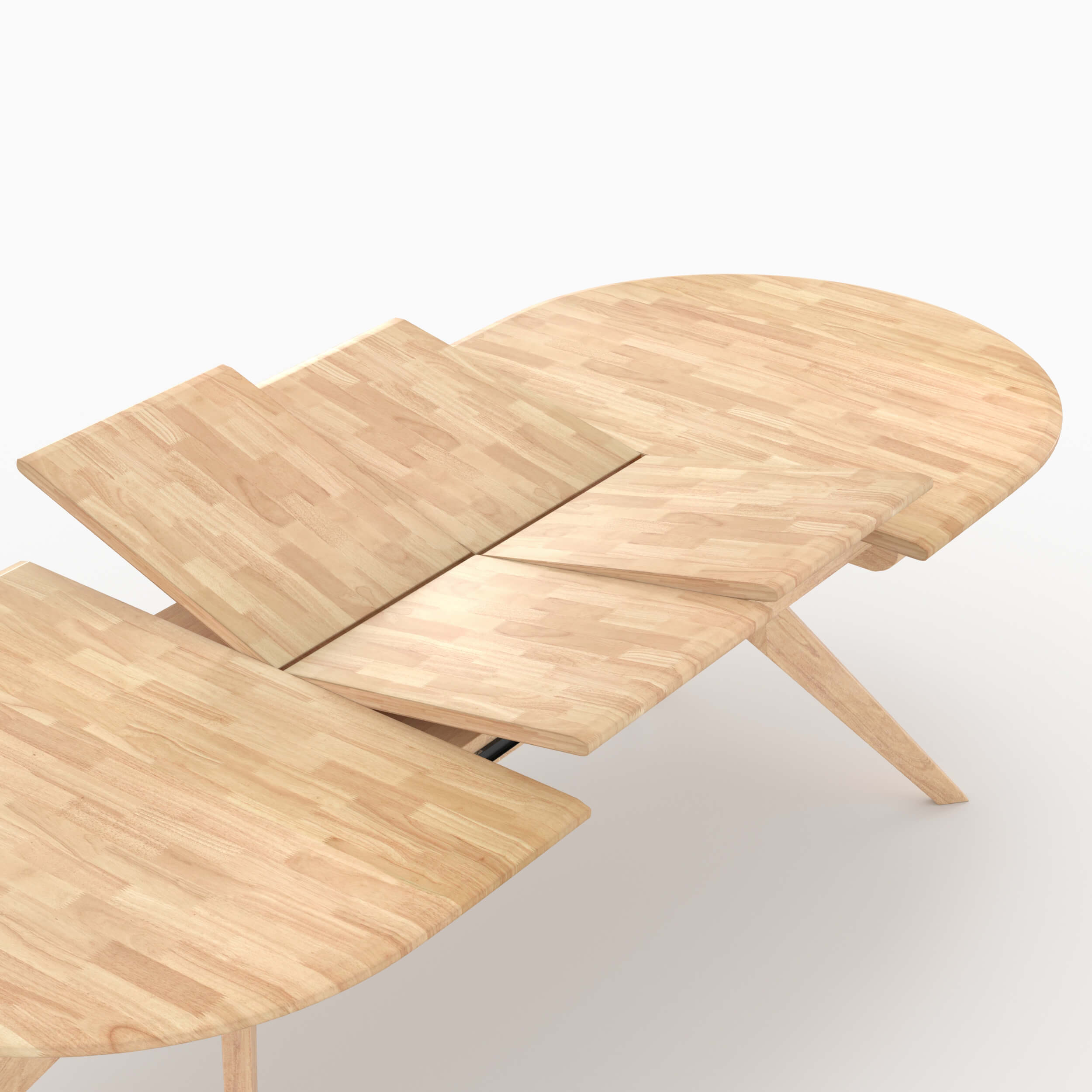 Table extensible en bois d'hévéa massif clair 6 à 10 personnes - Oli