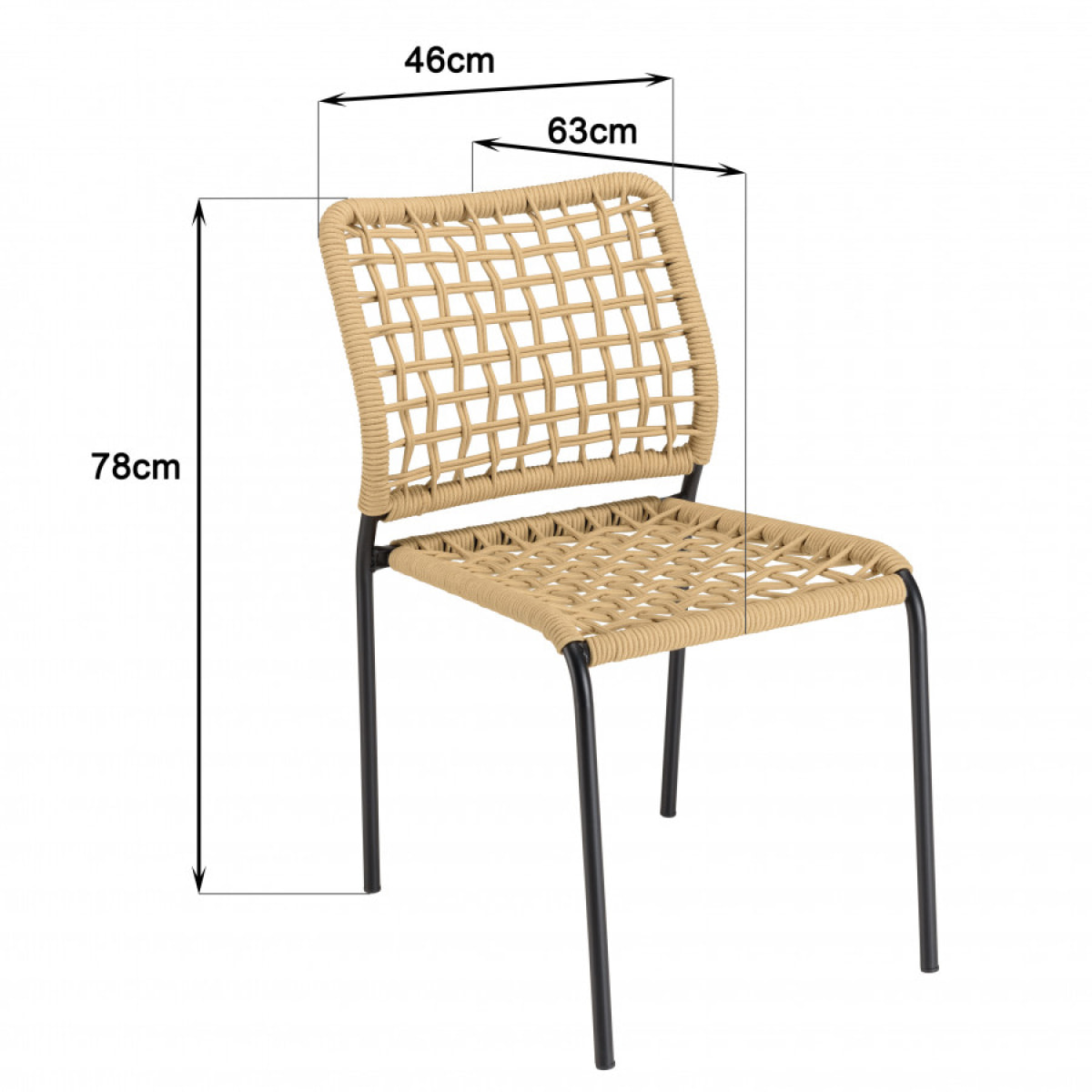 VIANNEY - Lot de 2 chaises de jardin en cordage tressé beige