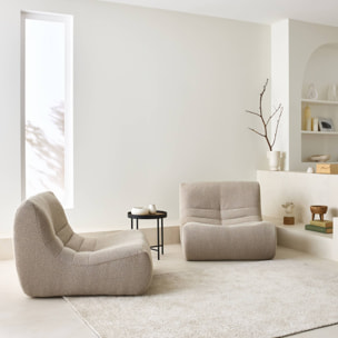 Lot de 2 fauteuils chauffeuses en bouclette texturée beige style contemporain 1 place