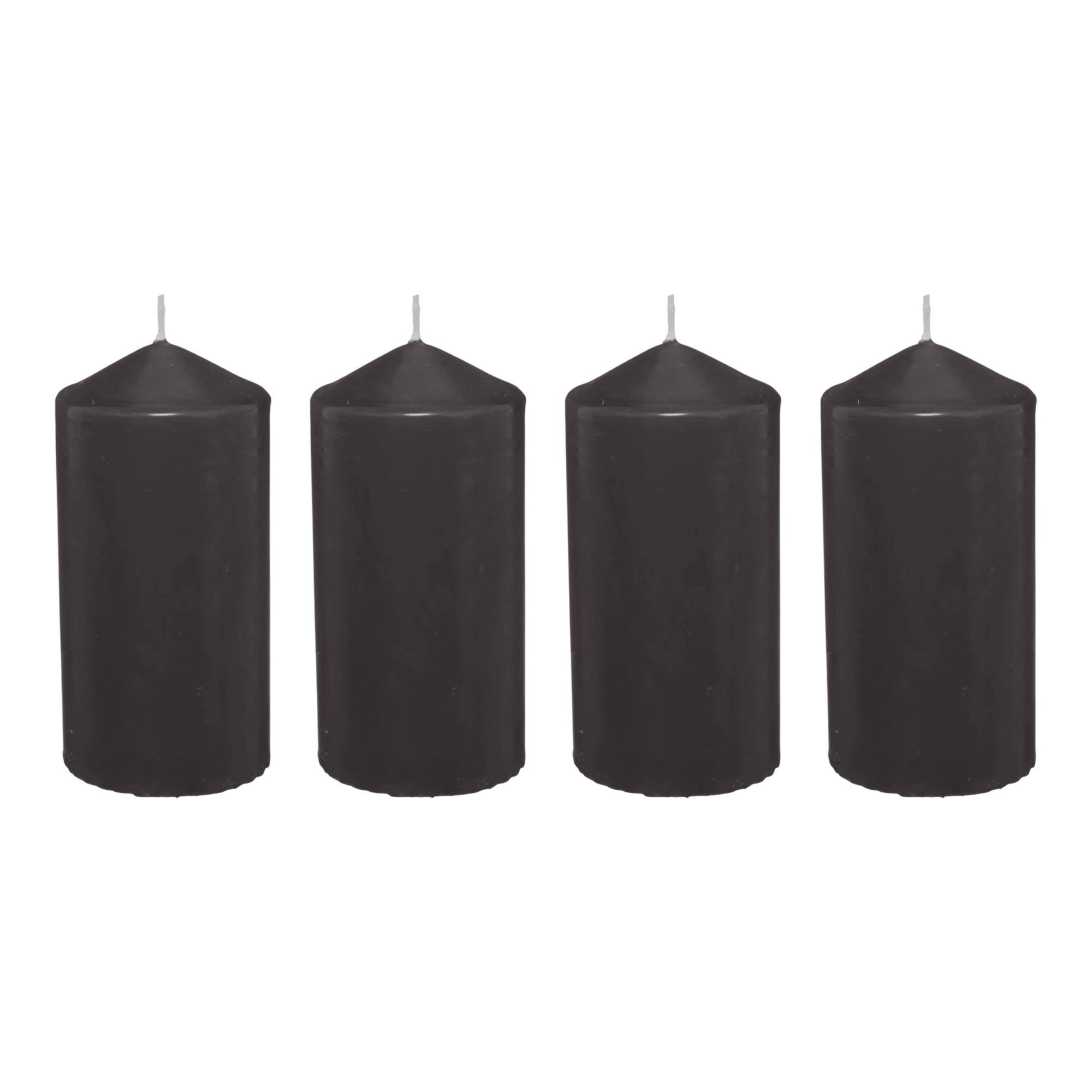 Set de 4 velas de cera en color negro ø5x10cm y 25h de combustión