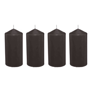 Set de 4 velas de cera en color negro ø5x10cm y 25h de combustión