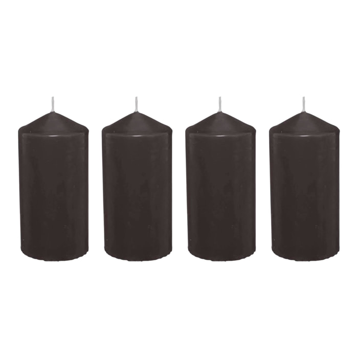 Set de 4 velas de cera en color negro ø5x10cm y 25h de combustión