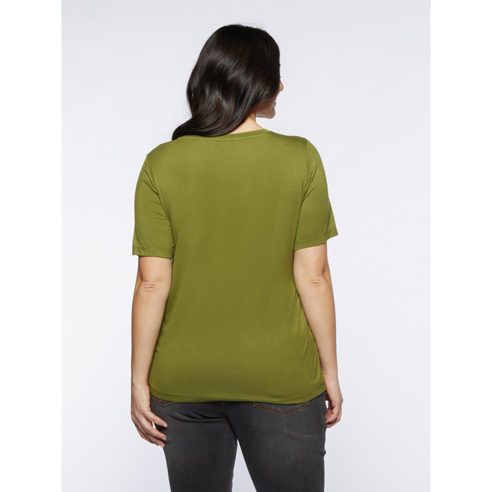 Fiorella Rubino - Camiseta de dos tejidos - Verde