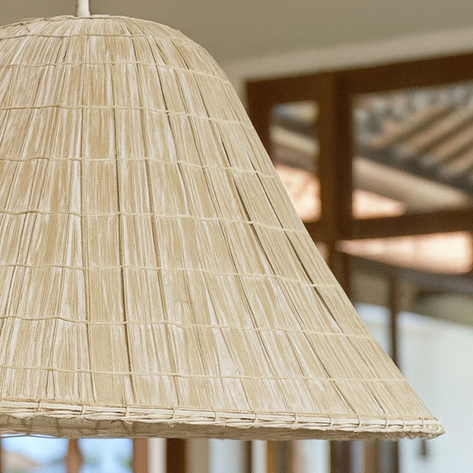 Suspension en feuilles de palmier blanche 55cm MAA