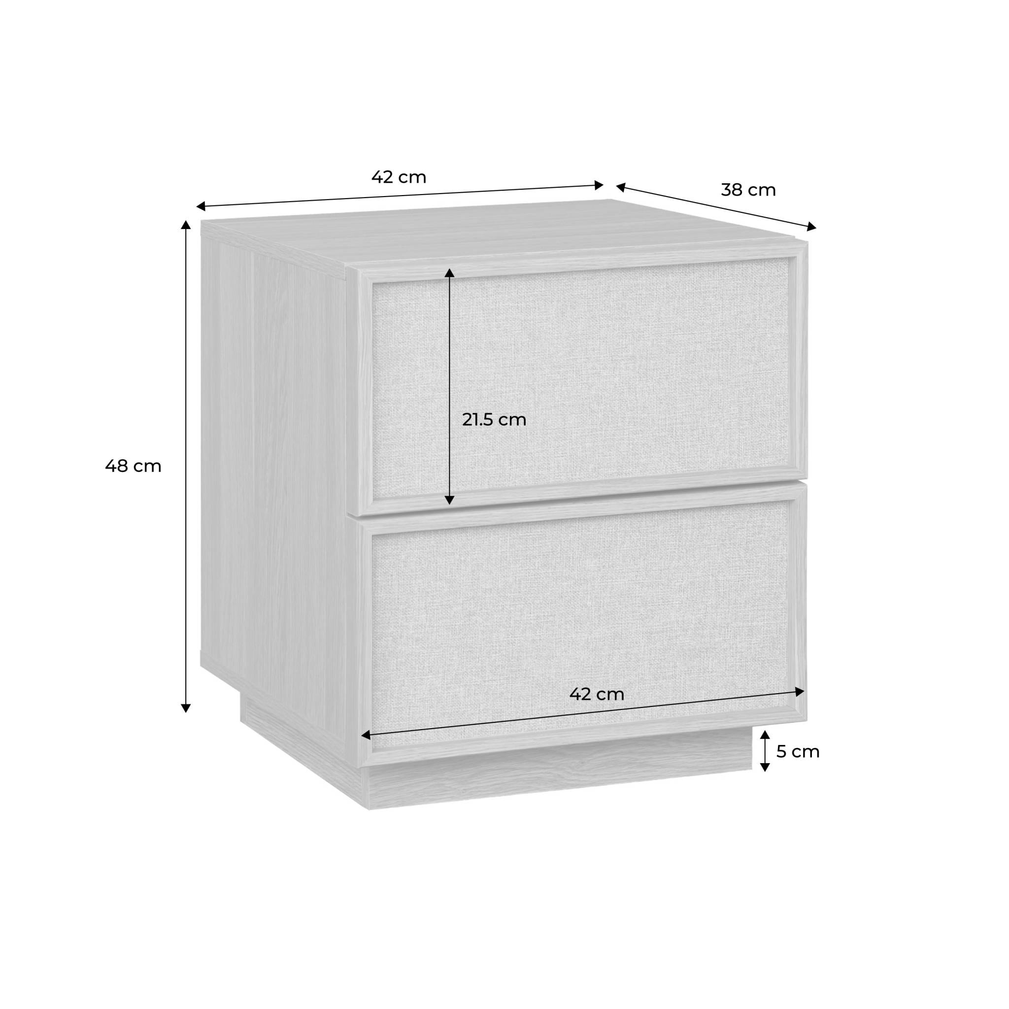 Table de chevet décor bois et tissu 2 tiroirs (lot de 2) KUBA
