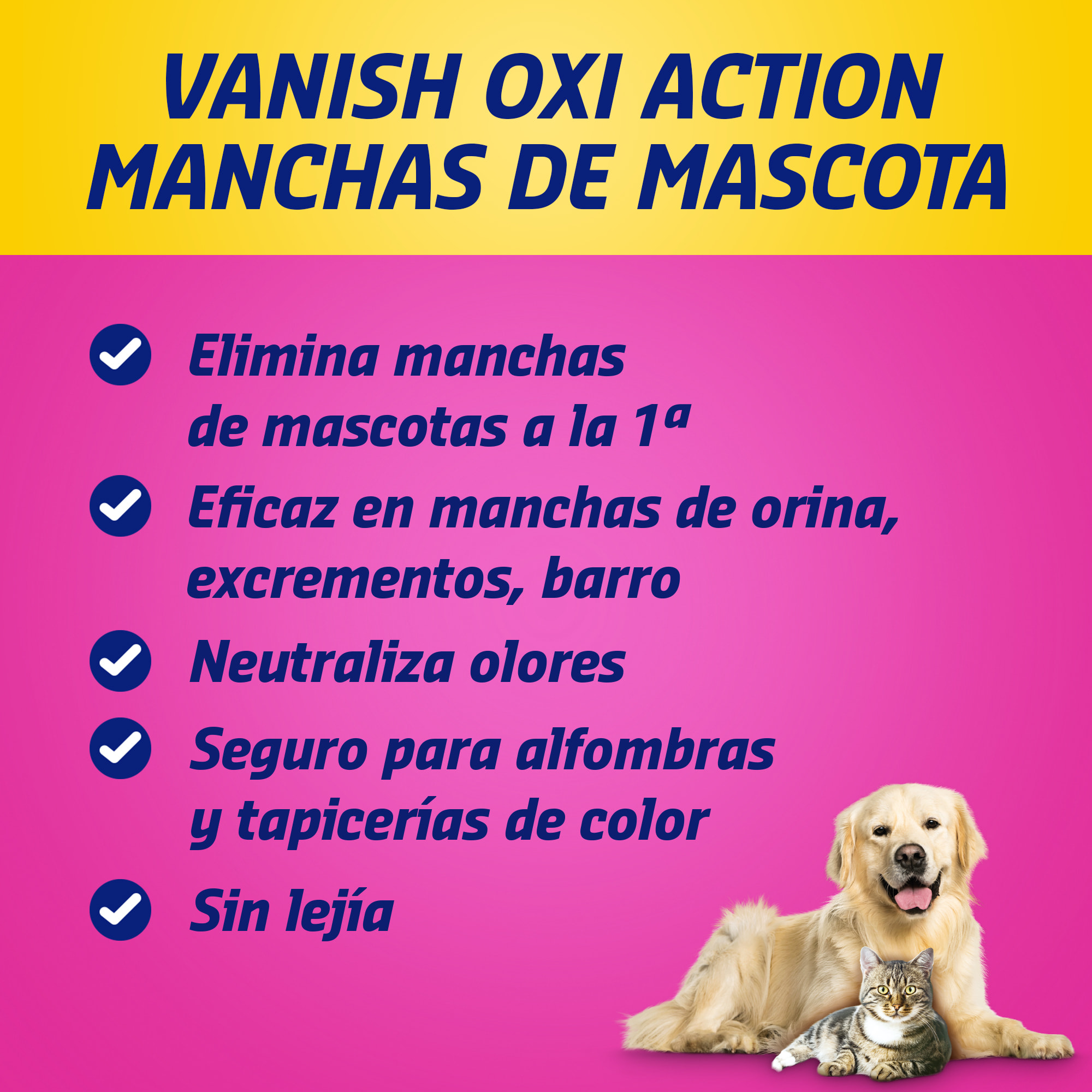 Vanish Oxi Action - Spray Quitamanchas especial Mascotas (En Spray, Sin Lejía) - Pack 3 x 750 ml