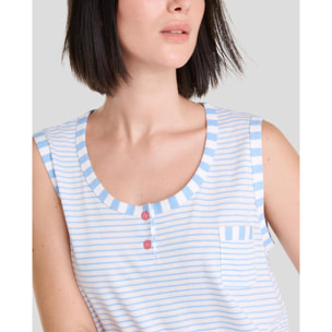 Camisón corto mujer rayas sin mangas ligero