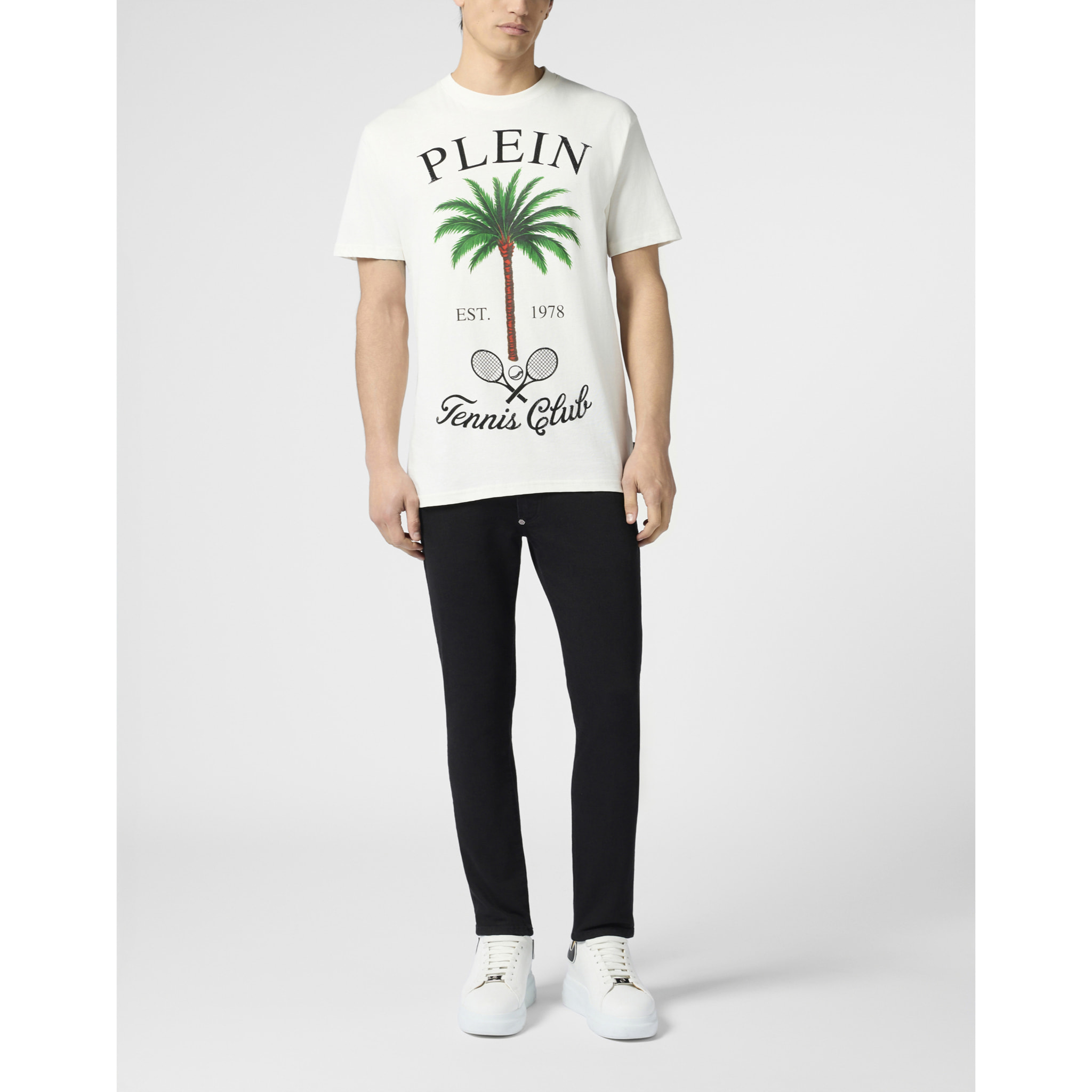 PHILIPP PLEIN Round Neck T-Shirt Tennis Club Stones