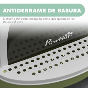 Arenero para Gatos Cubierto Caja de Arena para Gatos Arenero Cerrado para Gatos con Tapa Removible Bandeja Extraíble Filtro de Carbono Pala y Asa Superior 40,5x52x39 cm Blanco y Verde