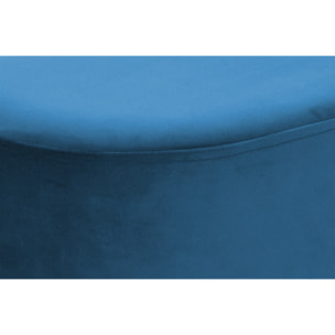 Pouf ovale Nano in velluto blu con base dorata