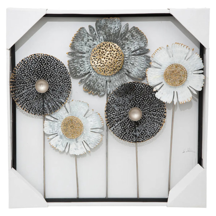 Déco murale "Fleurs" métal 50x50cm