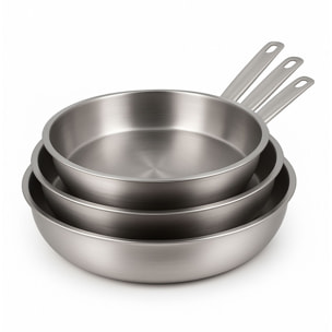 Lot de 3 poêles en acier inoxydable - tous feux PROFESSIONNEL