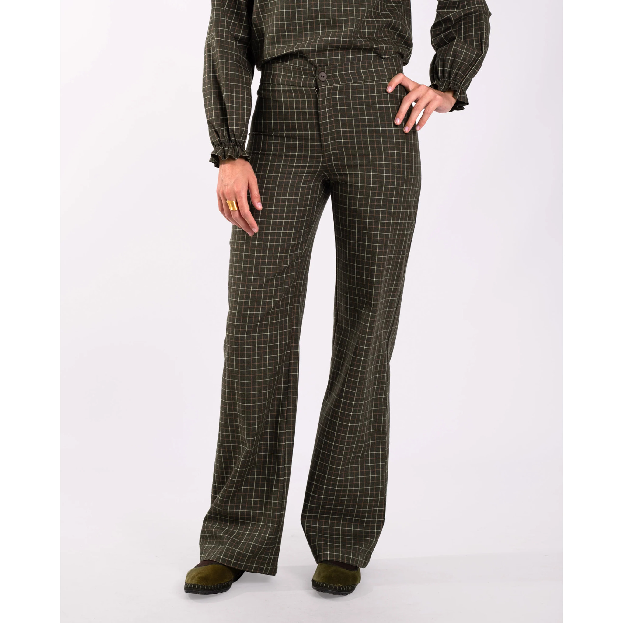 Pantalón recto de cuadros