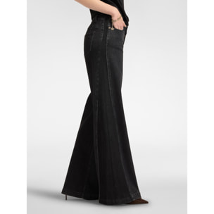 Elena Mirò - Vaqueros acampanados con inserciones laterales - Negro