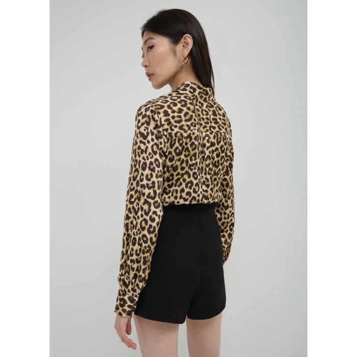 Camicia animalier in raso