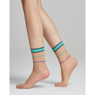 Calzino velato Tulipano con righe e polsino colorati