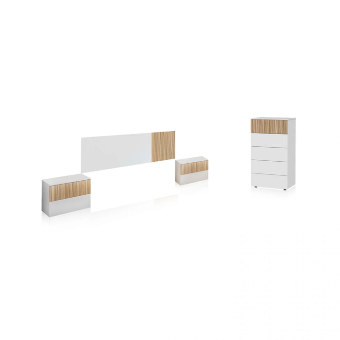 Dormitorio Nitza 5C Blanco Artik (Blanco Mate) - Natur