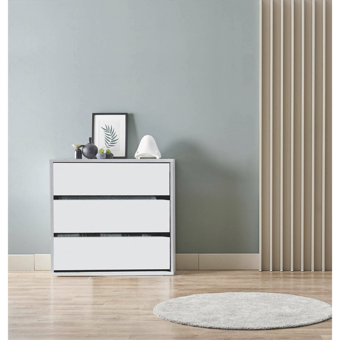 Cassettiera Antar, Settimanale a 3 cassetti, Mobile Comò basso per interno armadio, Settimanale moderno, 60x44h57 cm, Bianco
