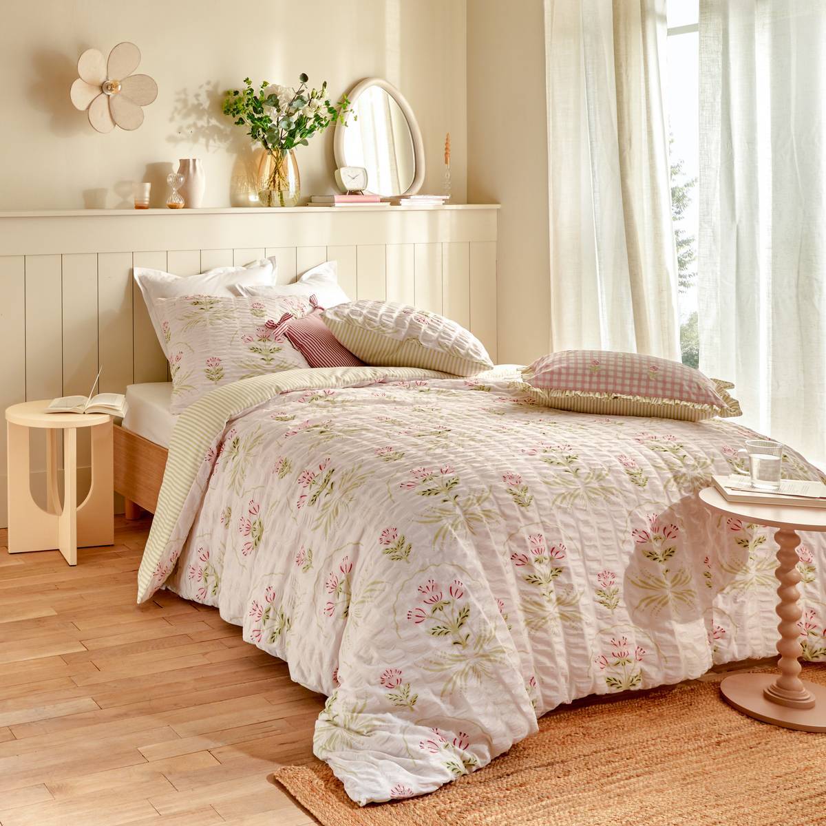 Parure de lit imprimée Fleur de rose 240x220cm en coton