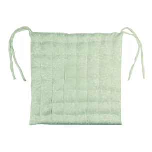 Galette de chaise pur coton enduit motif jacquard Mille guipures jade
