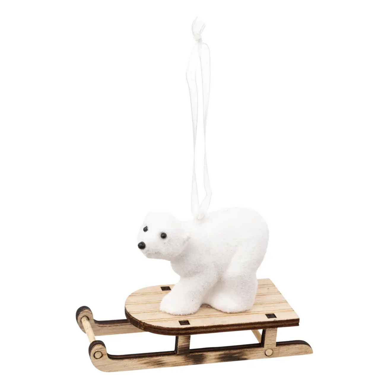Sujet ours polaire luge 10cm polystyrène