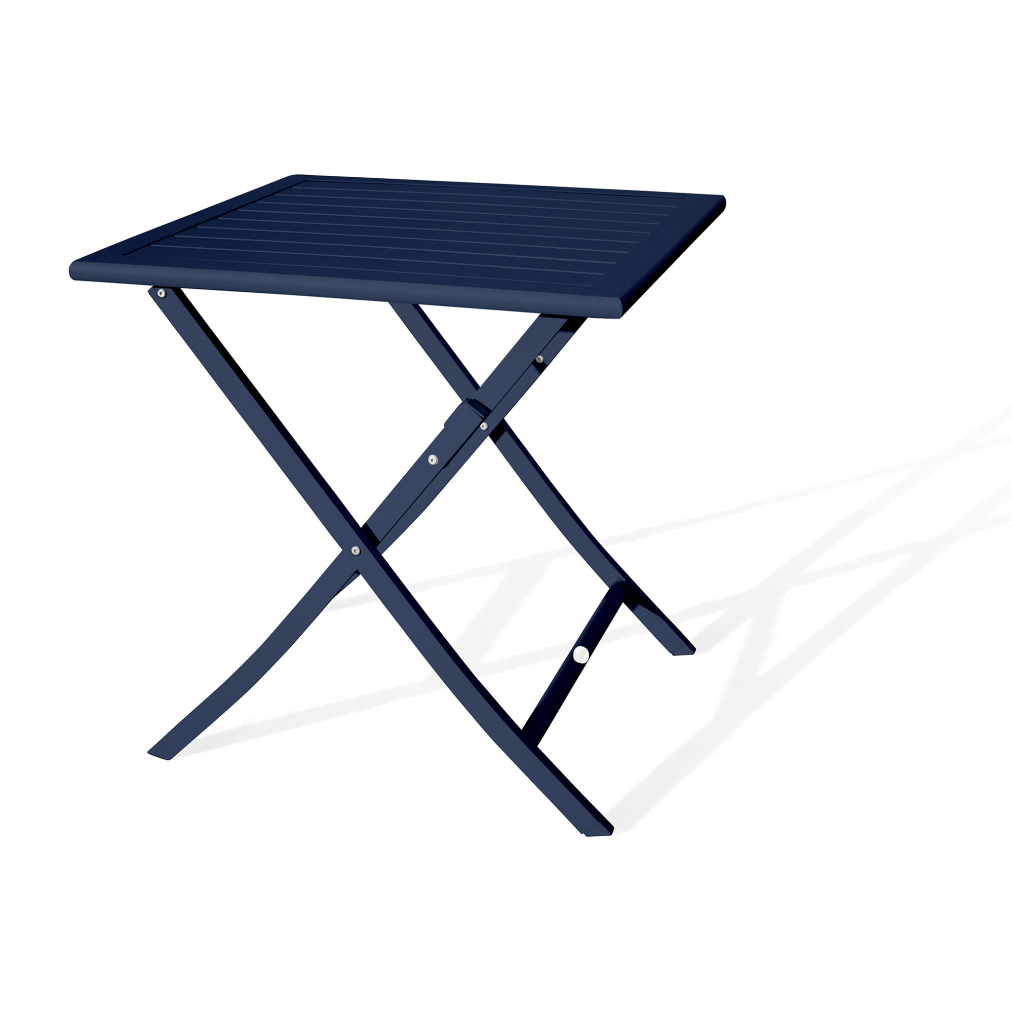 MARIUS - Table de jardin pliante en aluminium bleu marine