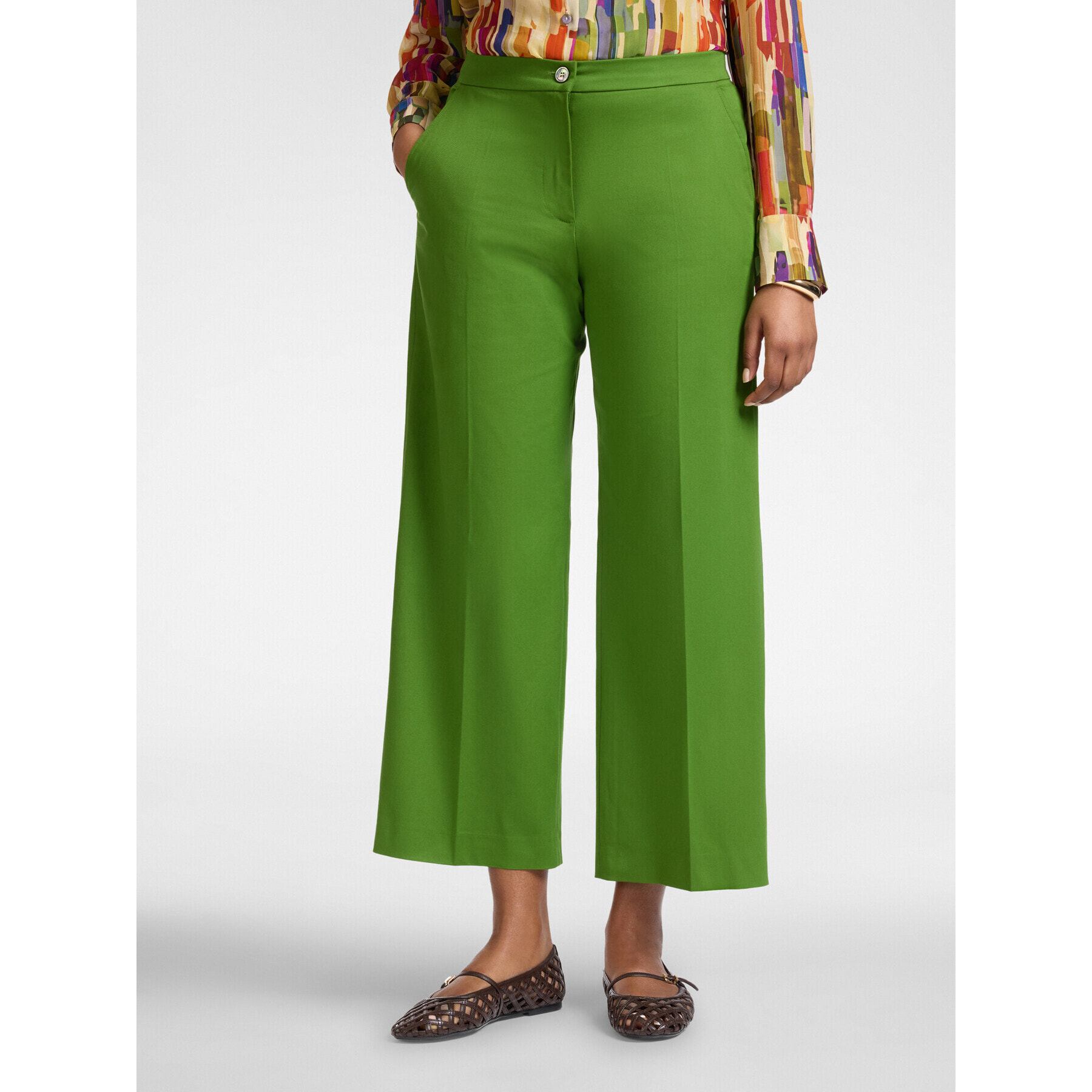 Elena Mirò - Pantaloni cropped in gabardina - Verde