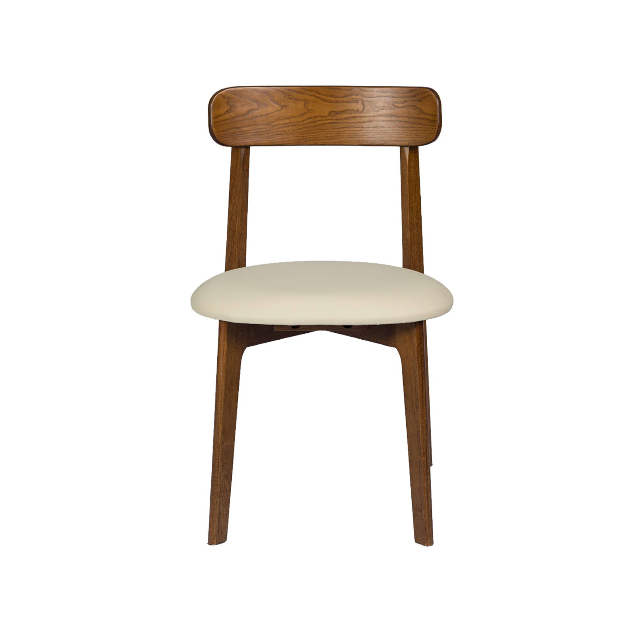 Chaise vintage bois d'hévéa et simili cuir (lot de 2) VICTOIRE