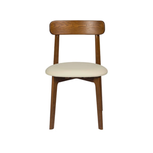 Chaise vintage bois d'hévéa et simili cuir (lot de 2) VICTOIRE