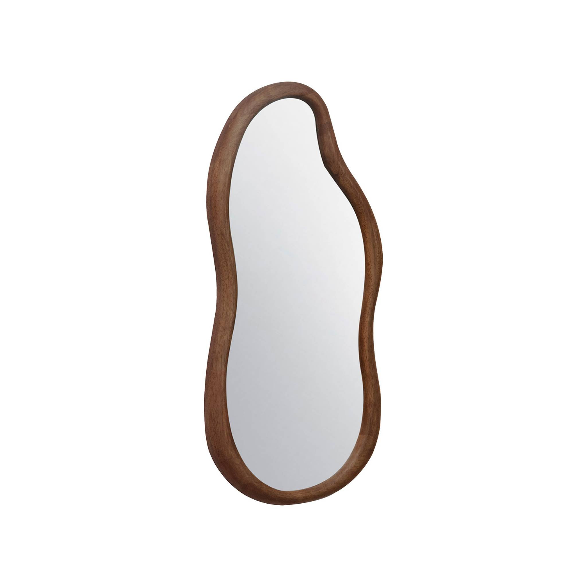 Miroir organique AUSTIN en bois d'hévéa. couleur noyer. 70 cm